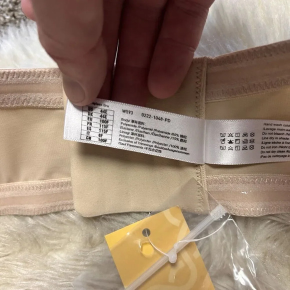 New Delimira Bra Women's 44E Beige Strapless Contoured Cups Padded Underwired - Picture 4 of 5